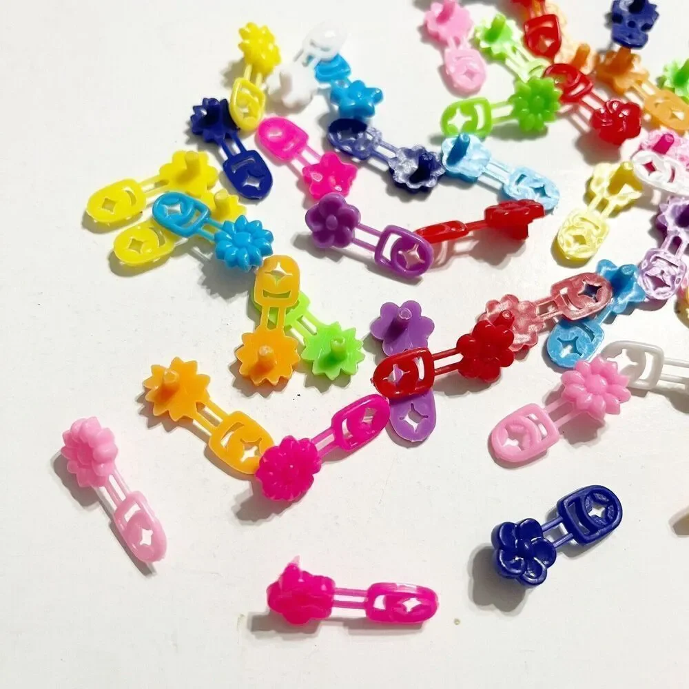 Vintage Lot of 58 Micro Plastic Braid Barrettes Cornrows Colorful Flower‎ Kids